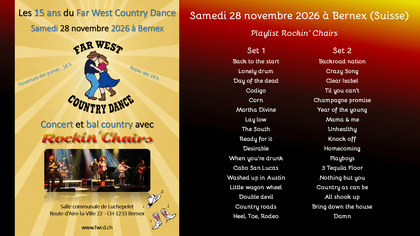 Prochain concert de Rockin' Chairs, groupe orchestre country