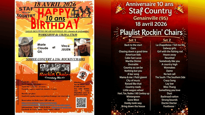 Prochain concert de Rockin' Chairs, groupe orchestre country