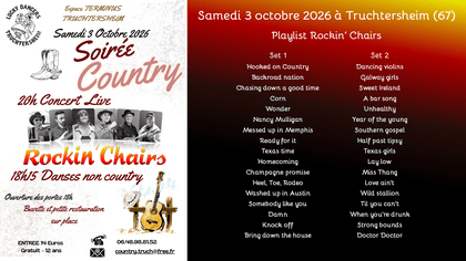Prochain concert de Rockin' Chairs, groupe orchestre country