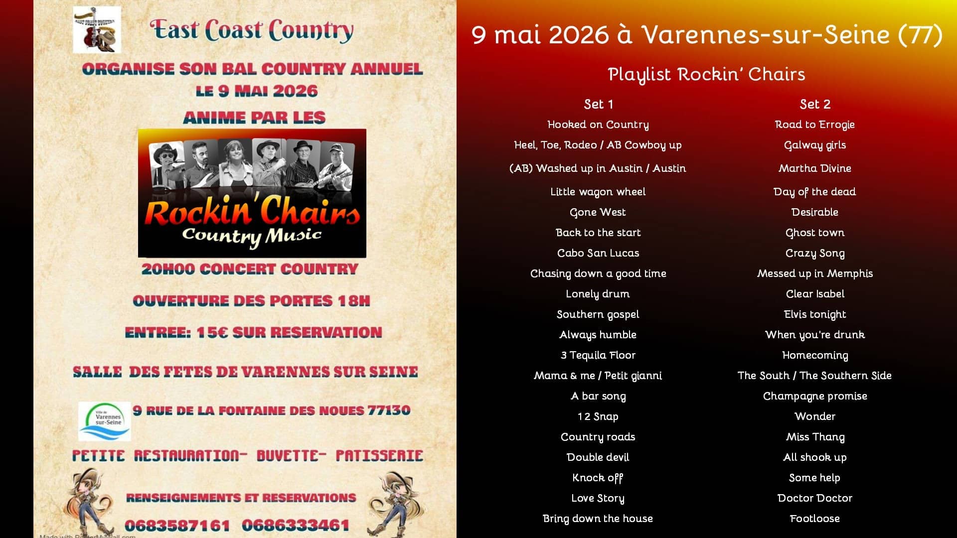 Concert chez les East Coast Country à Varennes-sur-Seine (77)